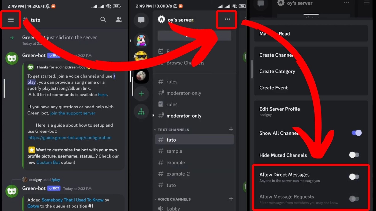 Turn Off DMS on specific Discord Servers - Mobile