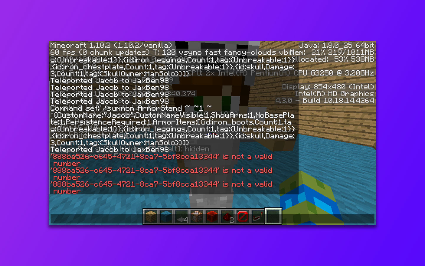 Command Error Display in Minecraft