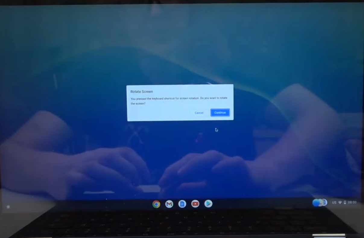 rotate image dialogue on chromebook