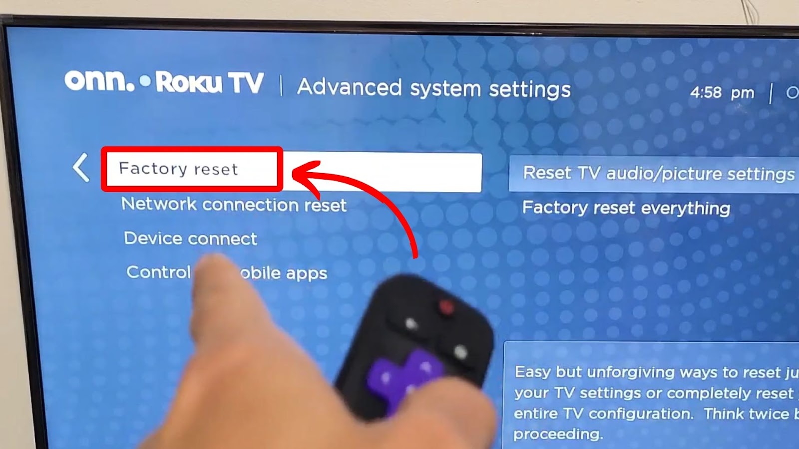 Factory Resetting Sharp Roku Picture Settings