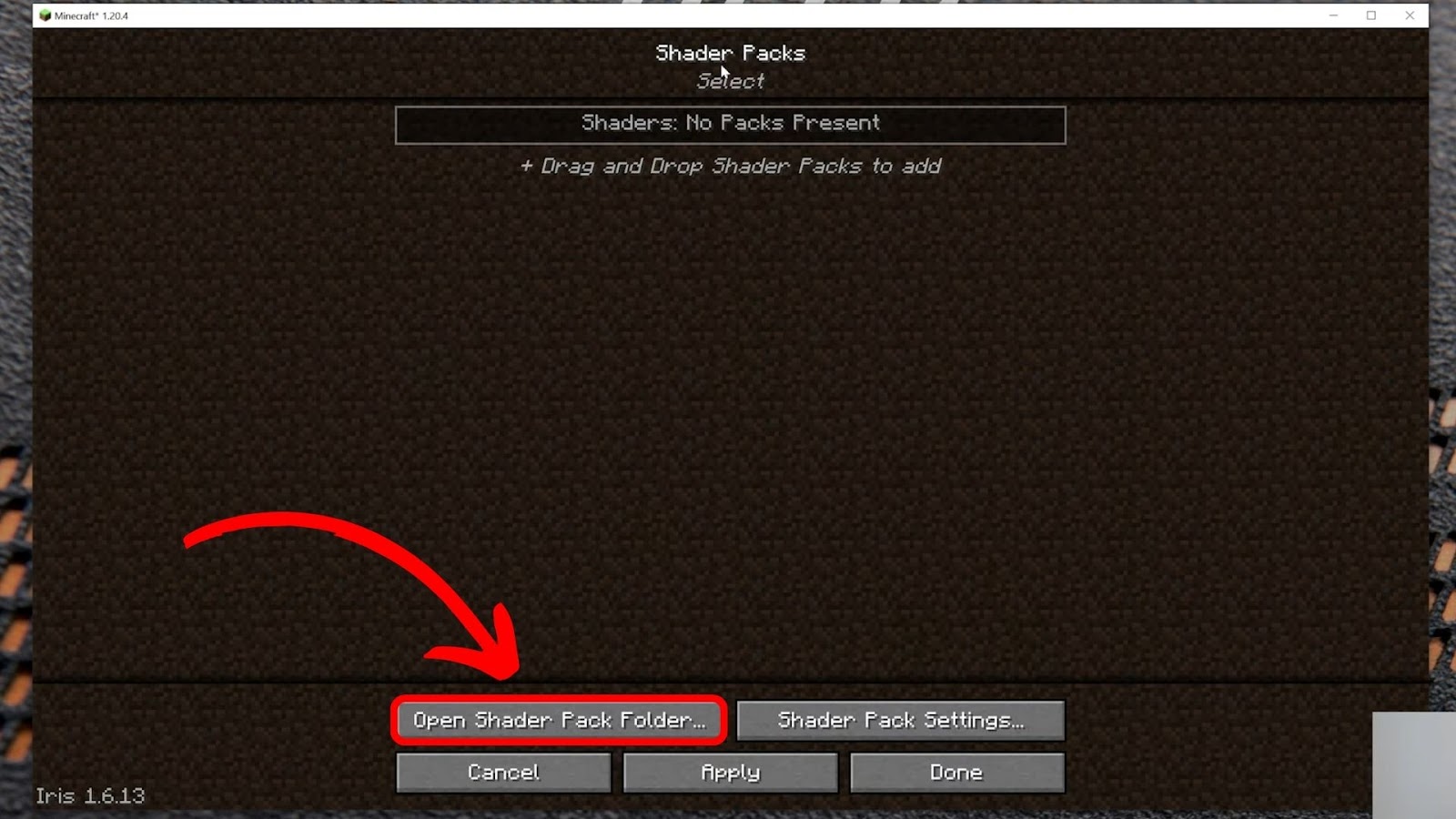 Install Minecraft Shaders - Open Shader Folder