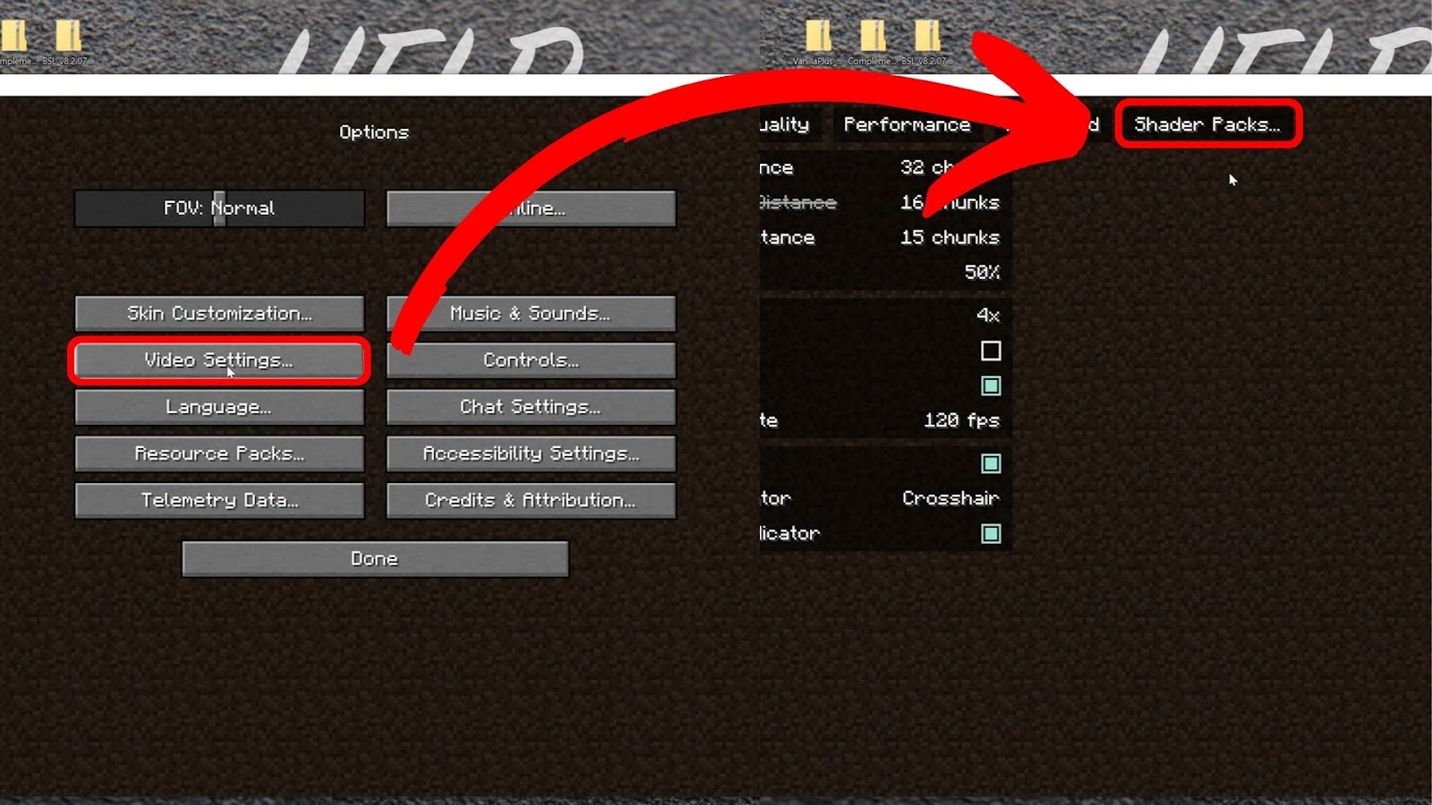 Install Minecraft Shaders - Go to Video Settings