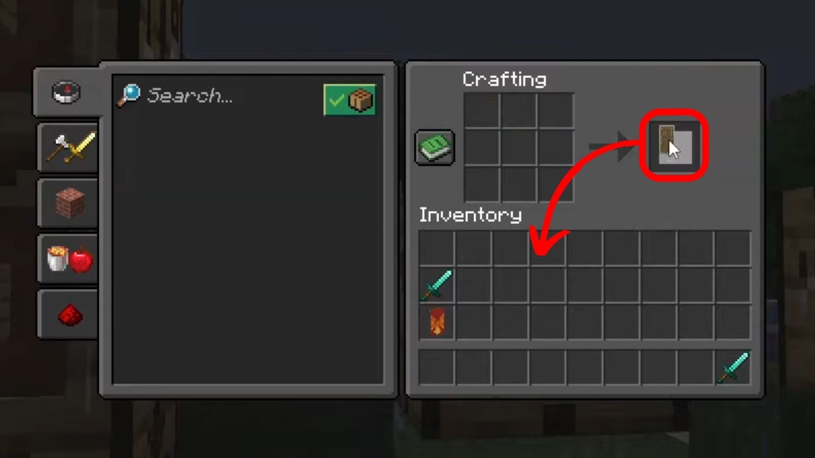 Move the Minecraft Shield to the Inventory