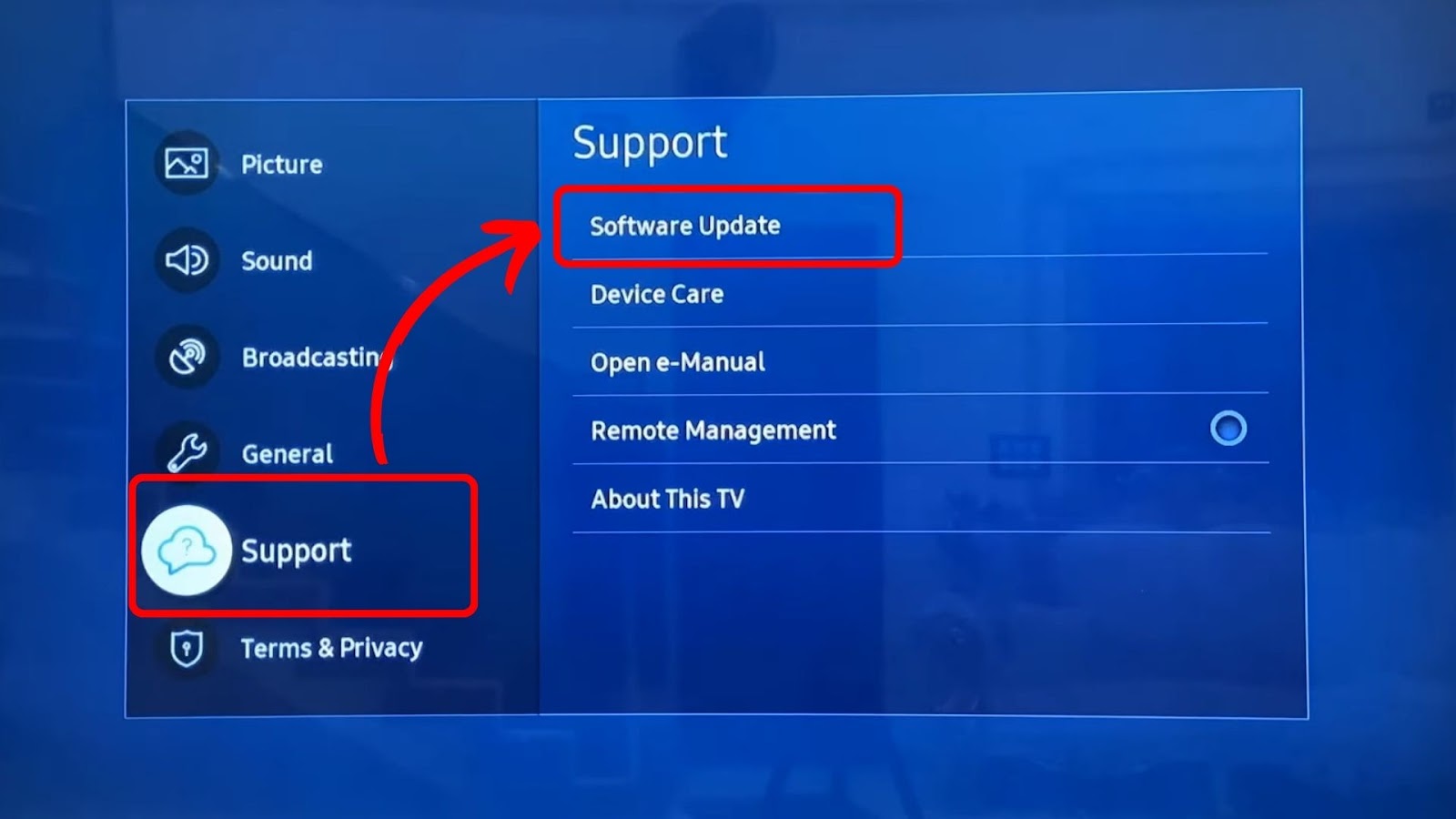Update System Software on Samsung TV