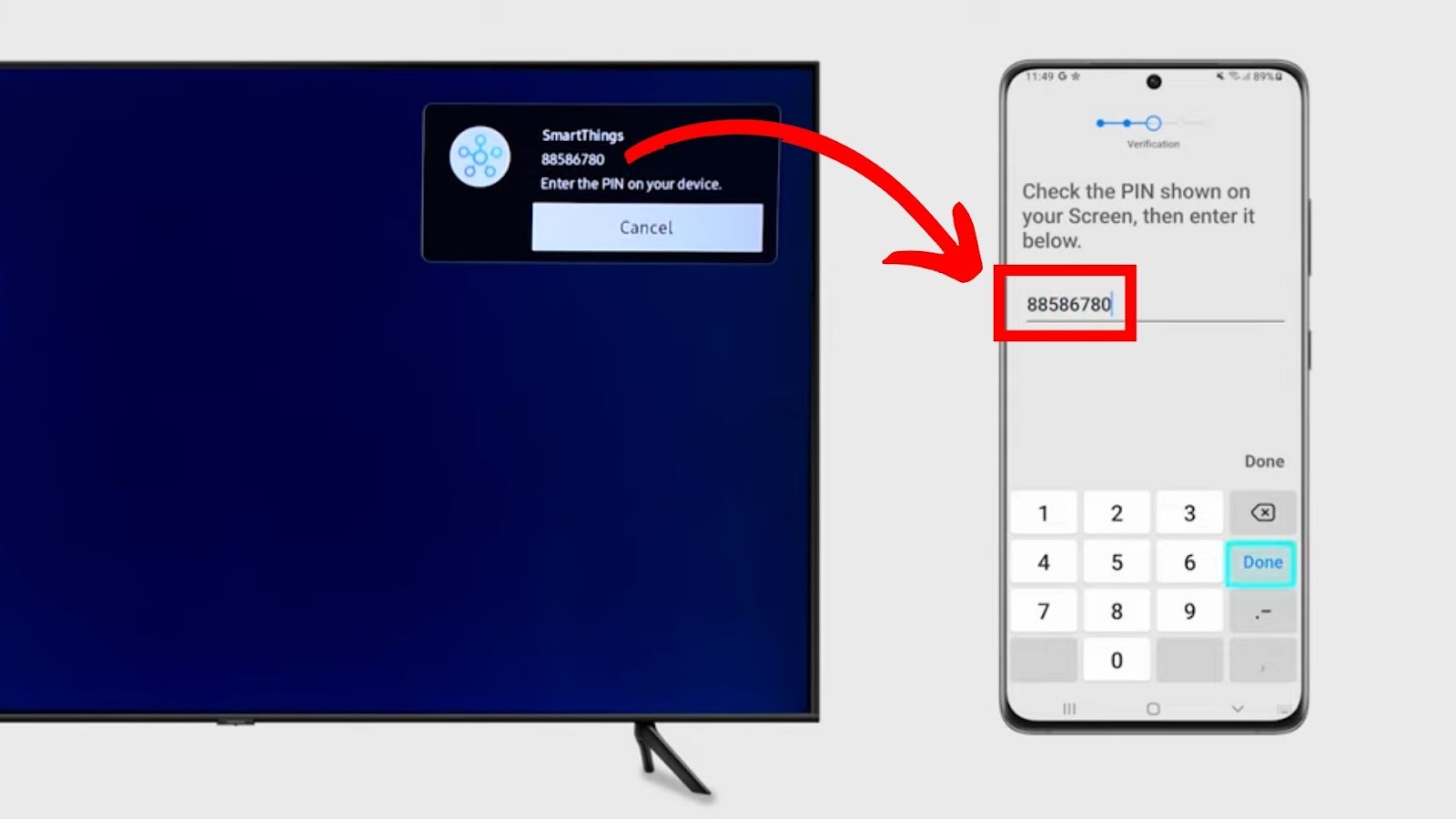 Connect Your Samsung TV to SmartThings - Enter PIN