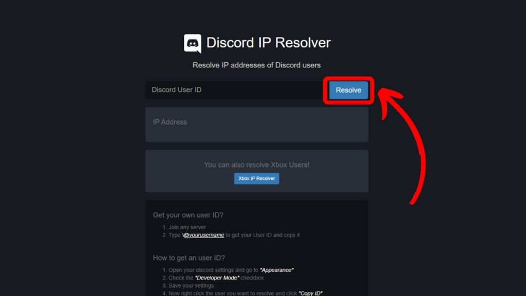 Discord IP Resolver - Click Resolve Button