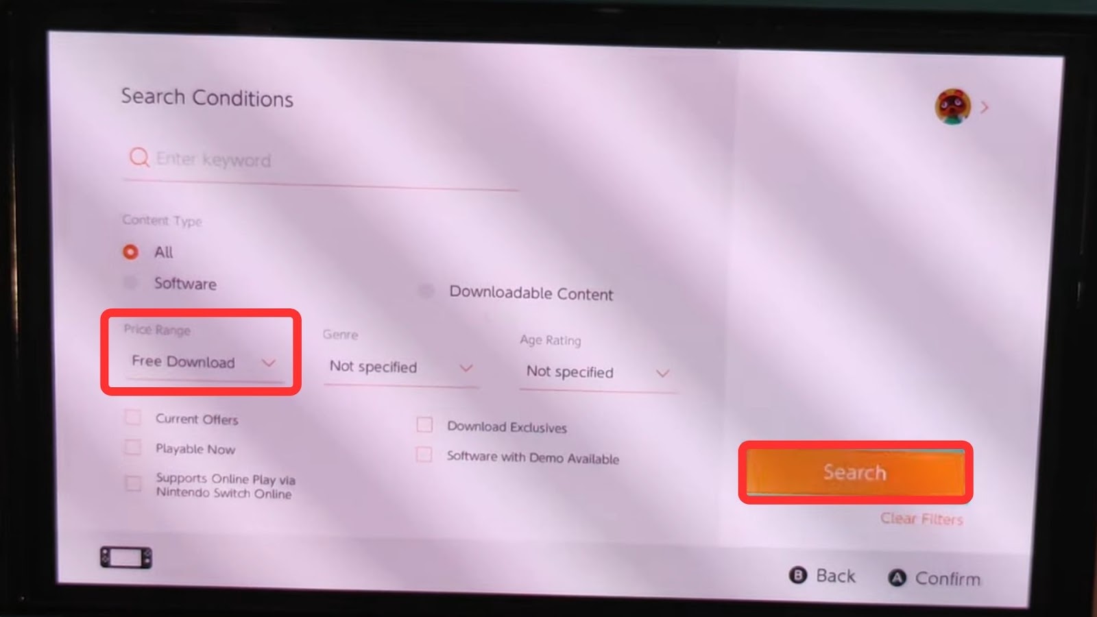 Free Download Option on Nintendo Switch
