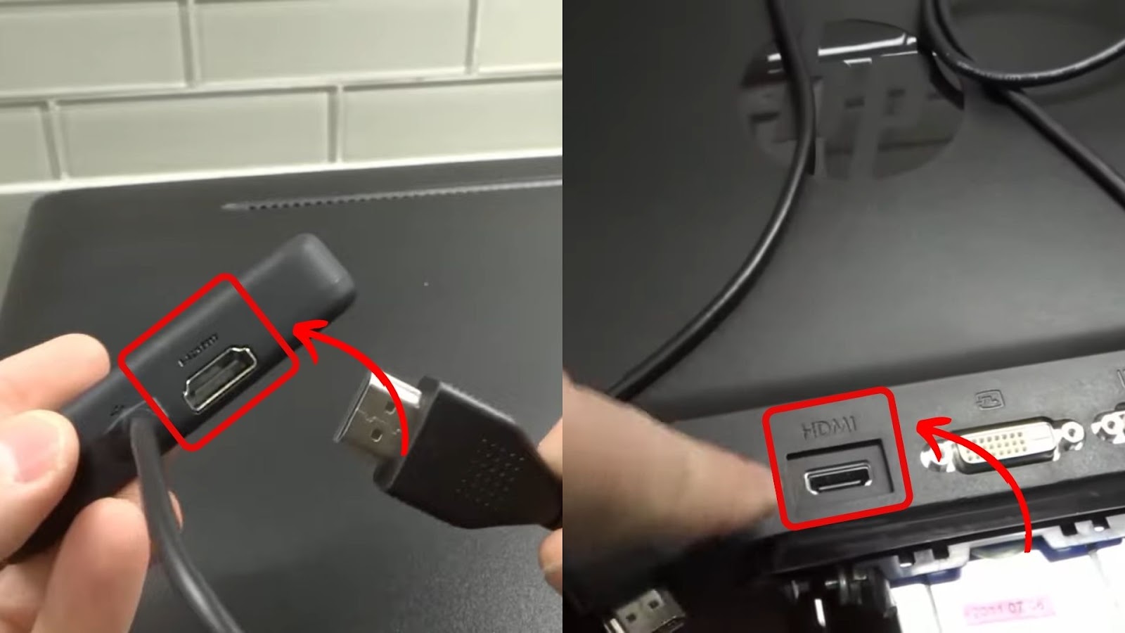 Plug Roku TV HDMI Cord to Samsung TV