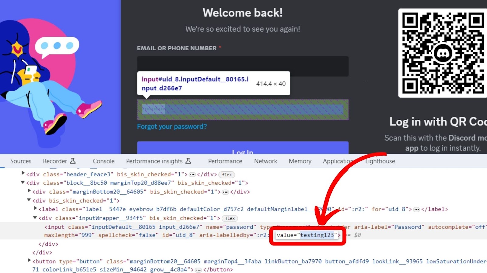 Revealing Password on Discord Using Inspect Element