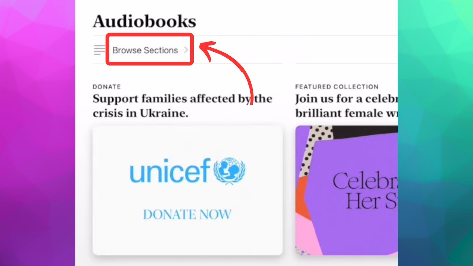 Click iPhone Audiobook App Browse Sections