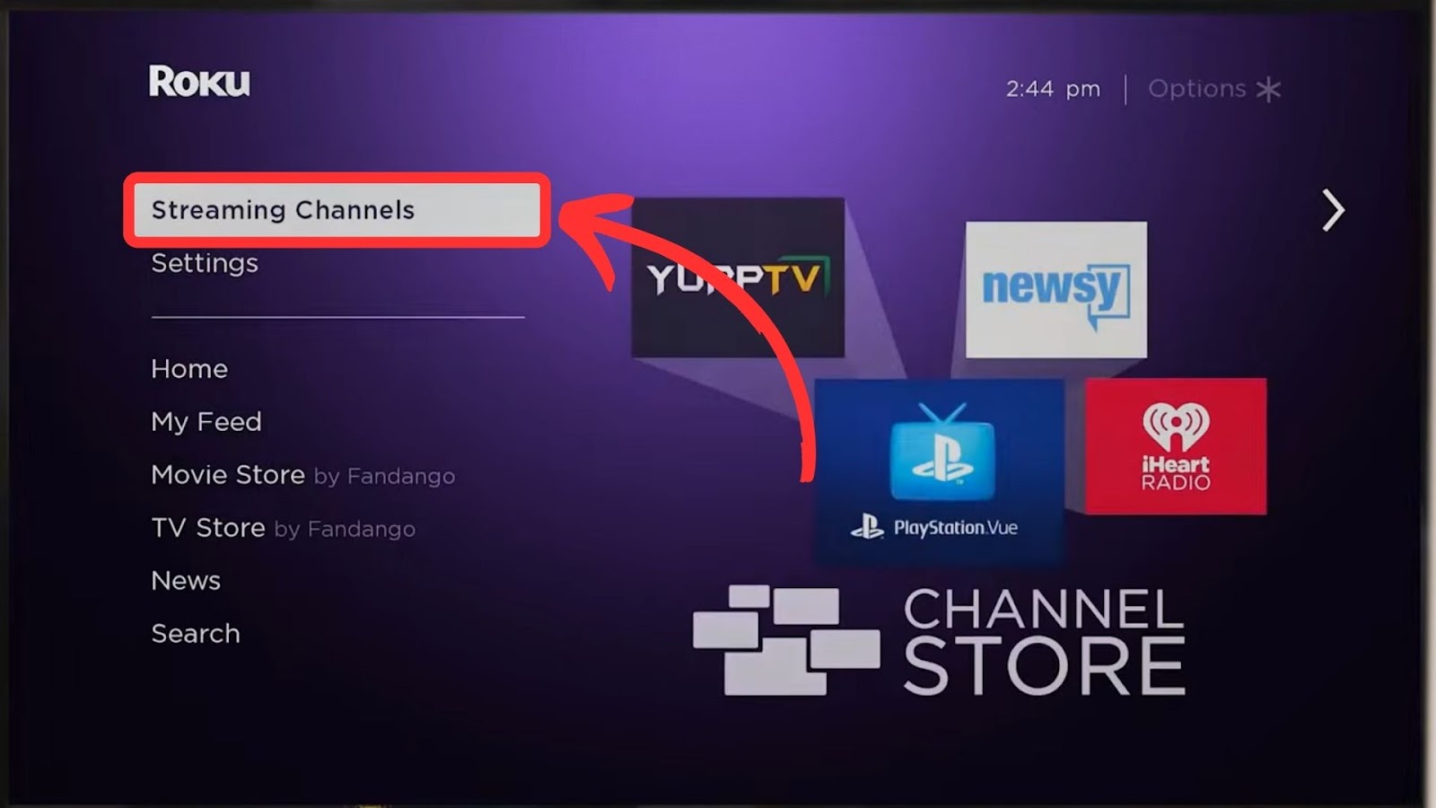 Access Roku Streaming channels Section
