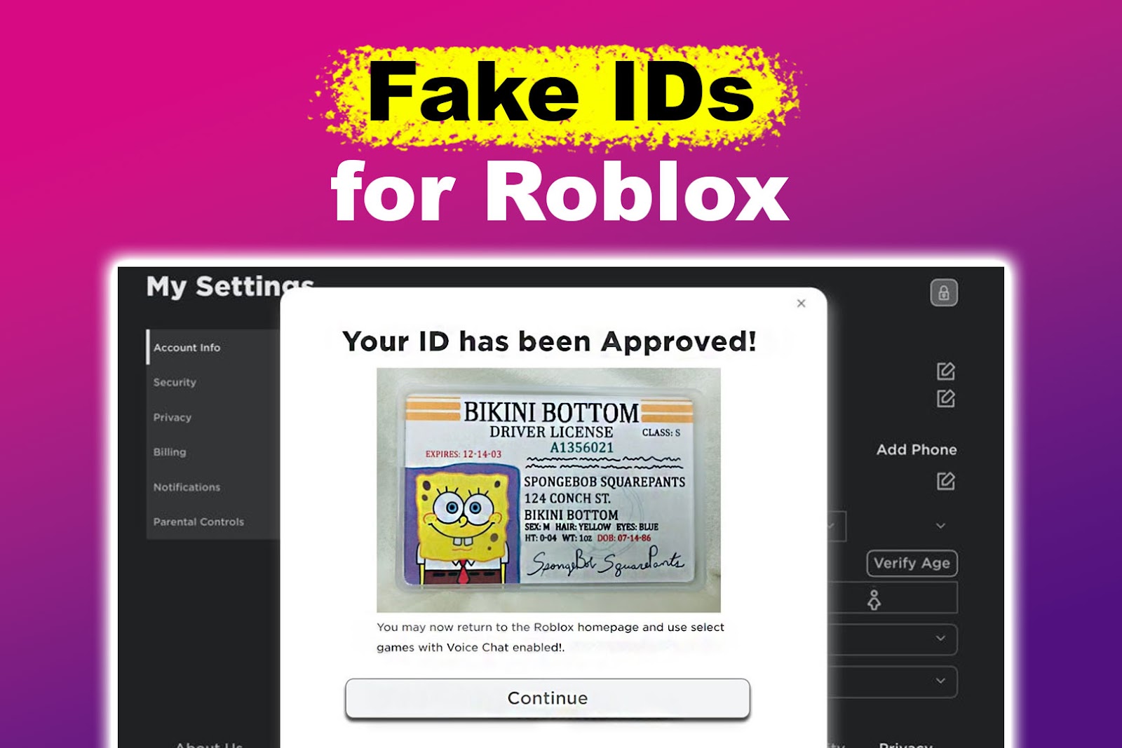 Fake IDs For Roblox