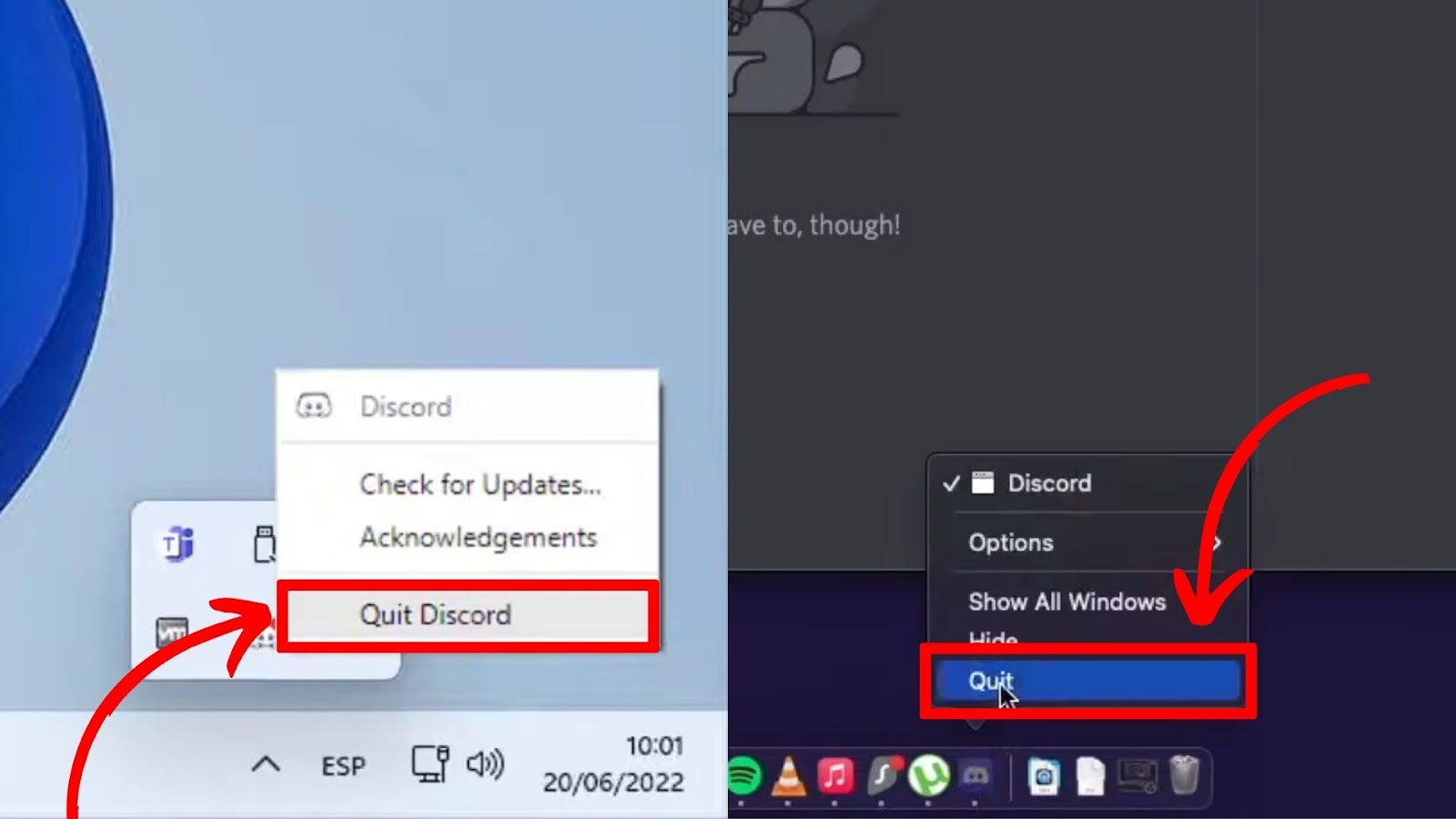 Quit Discord to Restart it on PC and Mac
