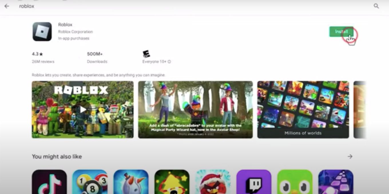 How To Play Roblox on a Chromebook: Click on Install and wait