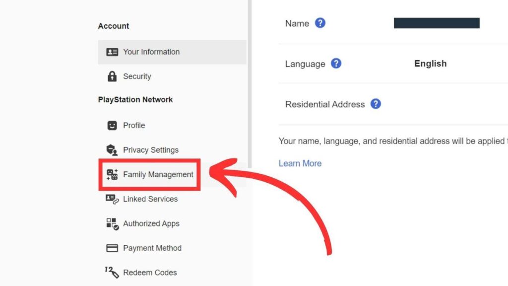 Select Family Management - Check Hours Played on PS4
