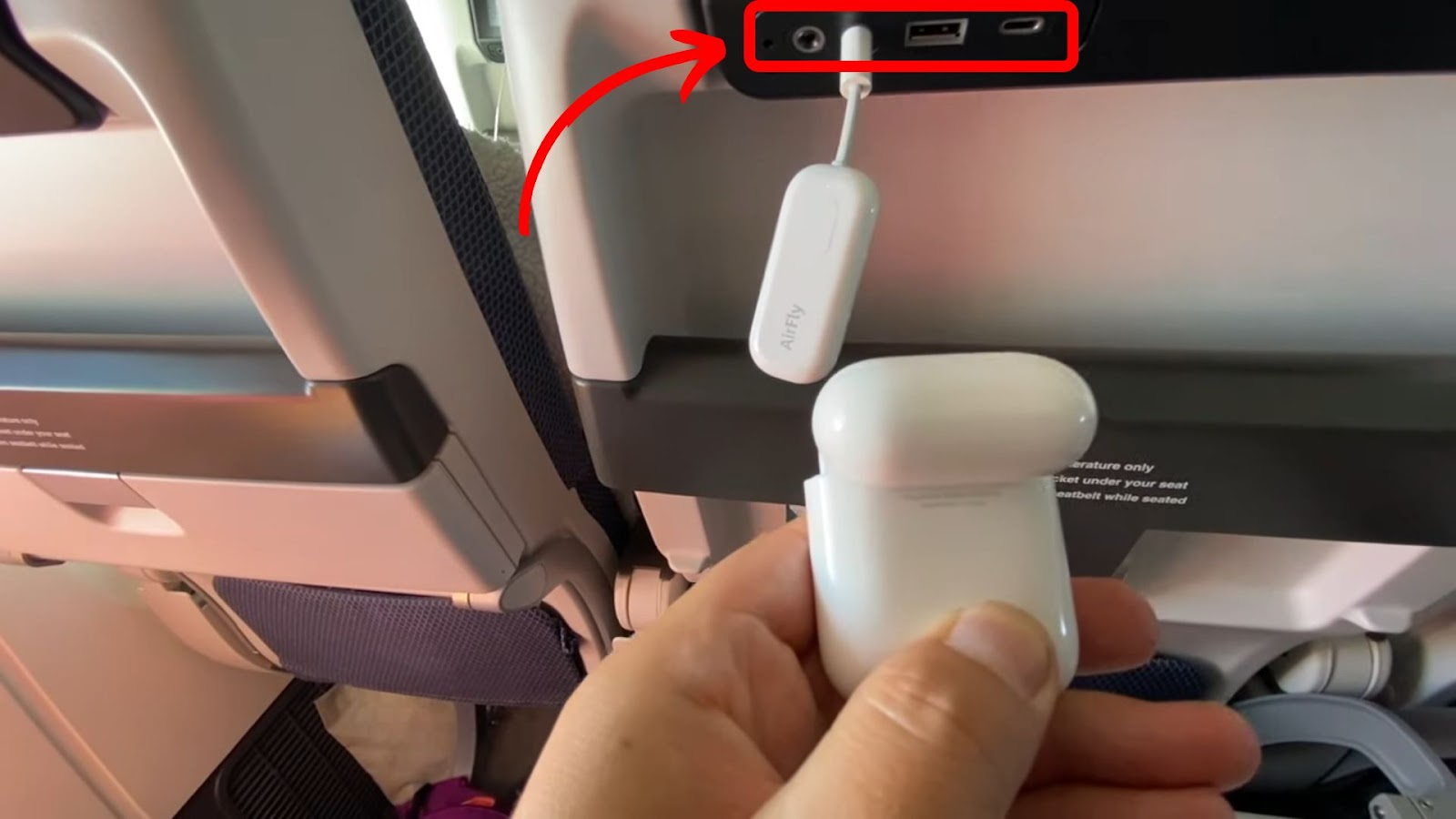 Connect AirPods to In-Flight Entertainment - Plug the Adapter