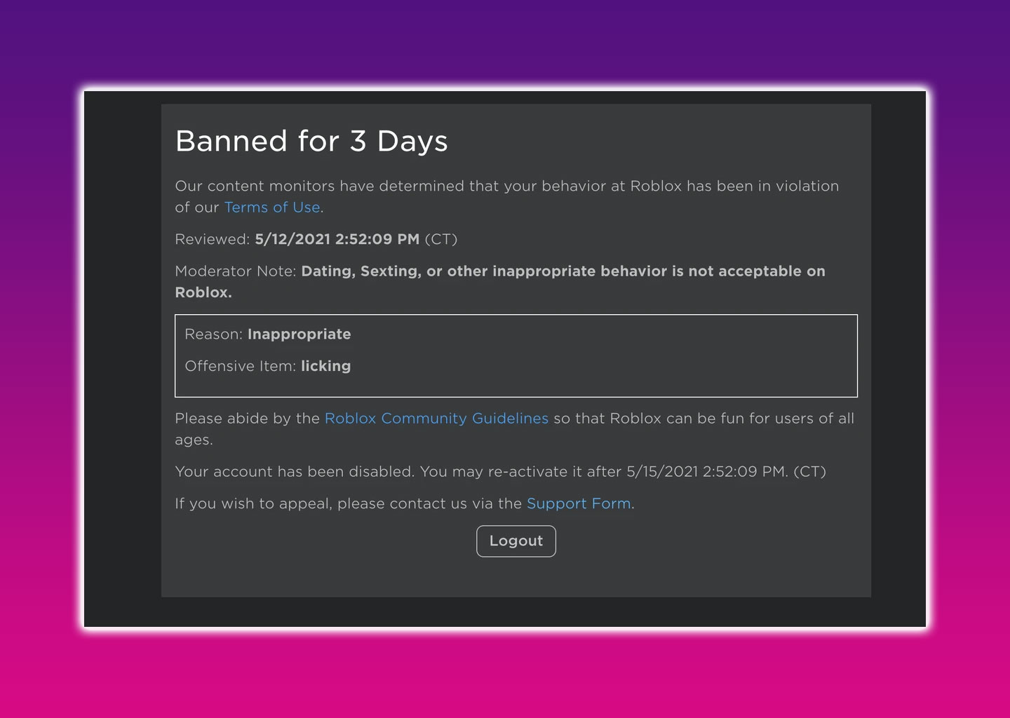 Roblox IP Ban Stages