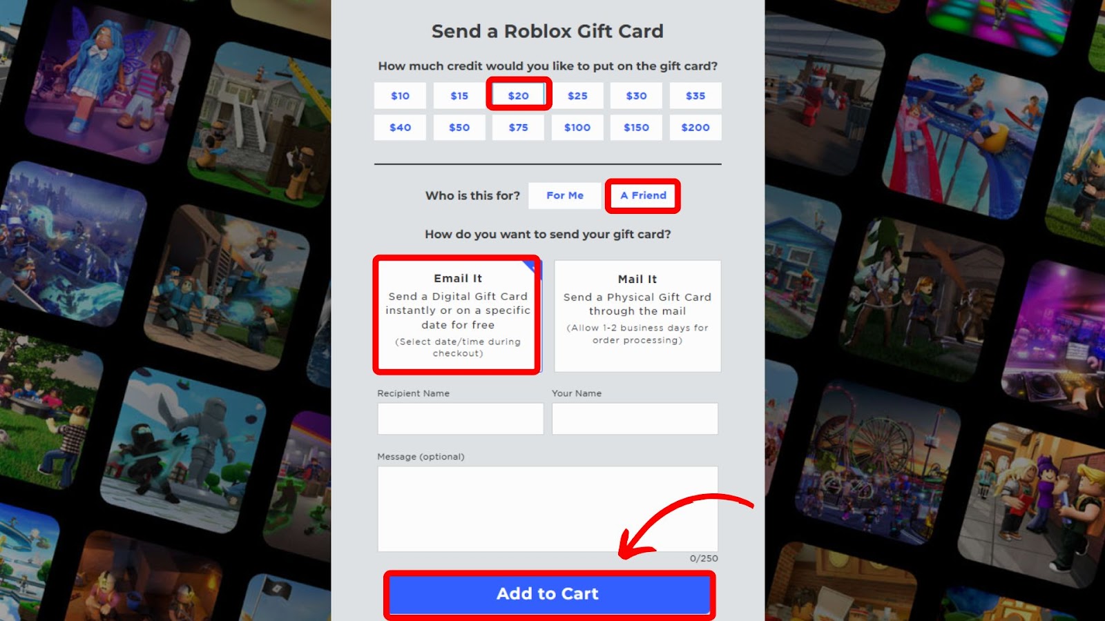 Give Someone Robux With a Gift Card - Email
