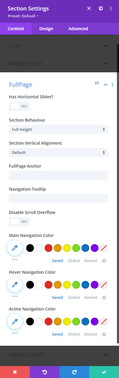 Section Options