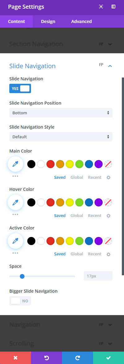 FullPage for Divi Slide Navigation Options