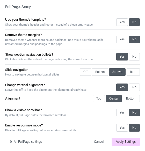 FullPage Setup Wizard