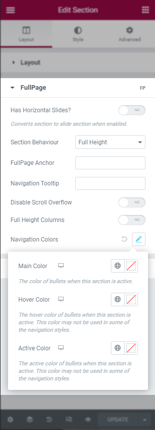 Section Options