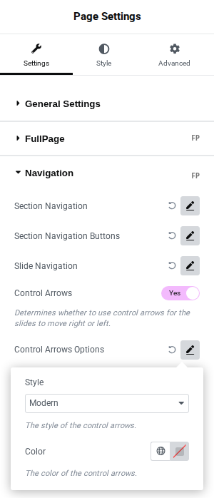 Control Arrows Options