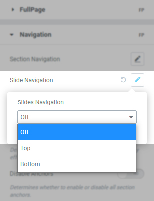 FullPage for Elementor Slide Navigation Options