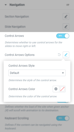 Control Arrows Options