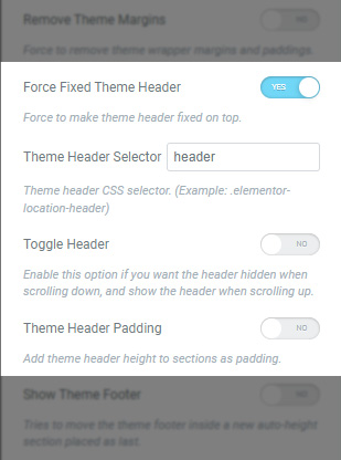 Force Fixed Theme Header