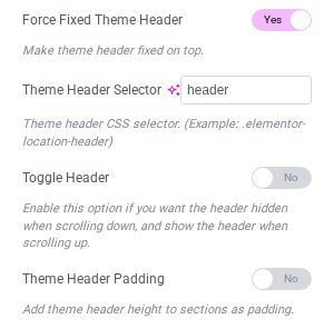 Force Fixed Theme Header