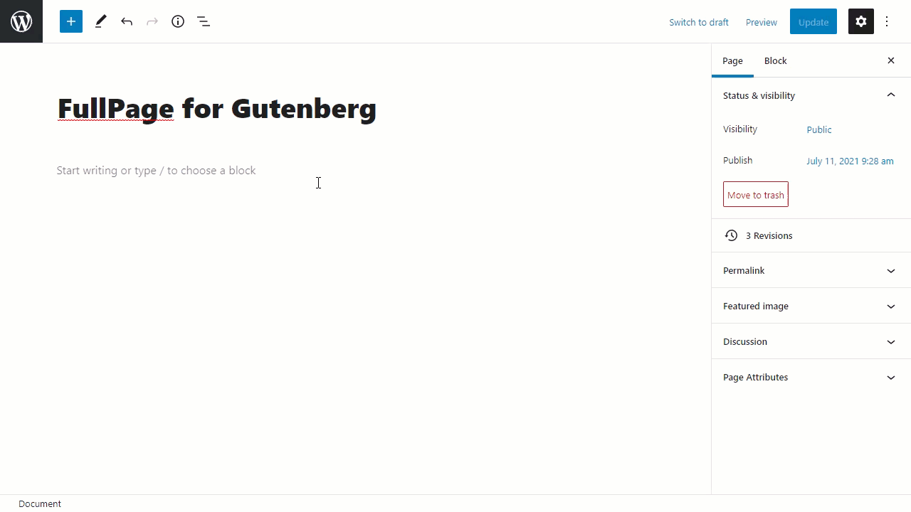 Add FullPage for Gutenberg With Gutenberg