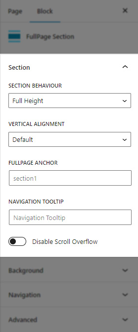 Section Options