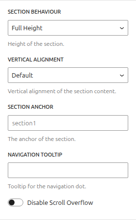 Section Options