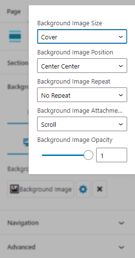 Section Background Image Options