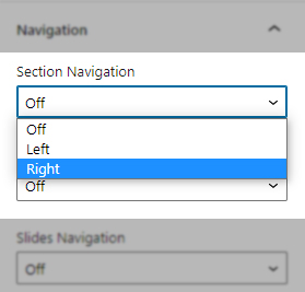 FullPage for Gutenberg Section Navigation Options