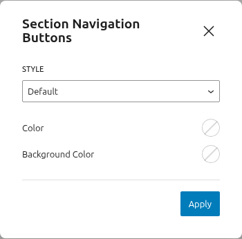 FullPage for Gutenberg Section Navigation Buttons Options